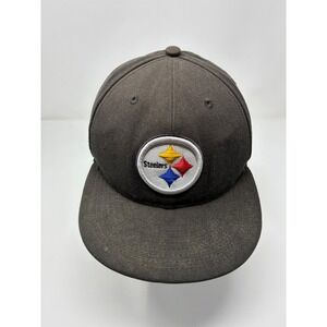 New Era 59FIFTY Pittsburgh Steelers Hat Mens 7 1/2 Black Fitted NFL Cap